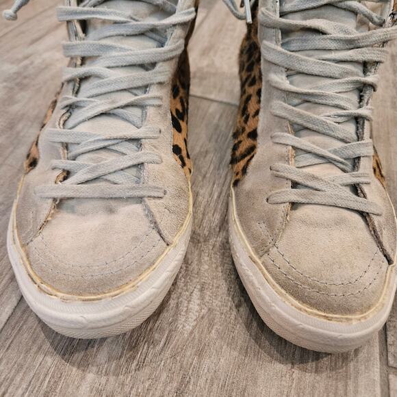 Golden Goose Slide High Top Sneakers Womens Size 37 US 6.5 Leopard Calf Hair - Picture 2 of 16